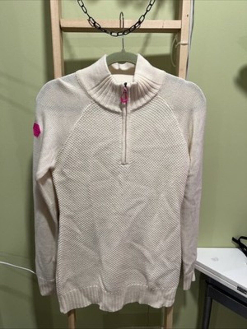 BJORN DAEHLIE Women's Pullover 1/2 Zip Neck  Embroidered Sweater Jumper Small
